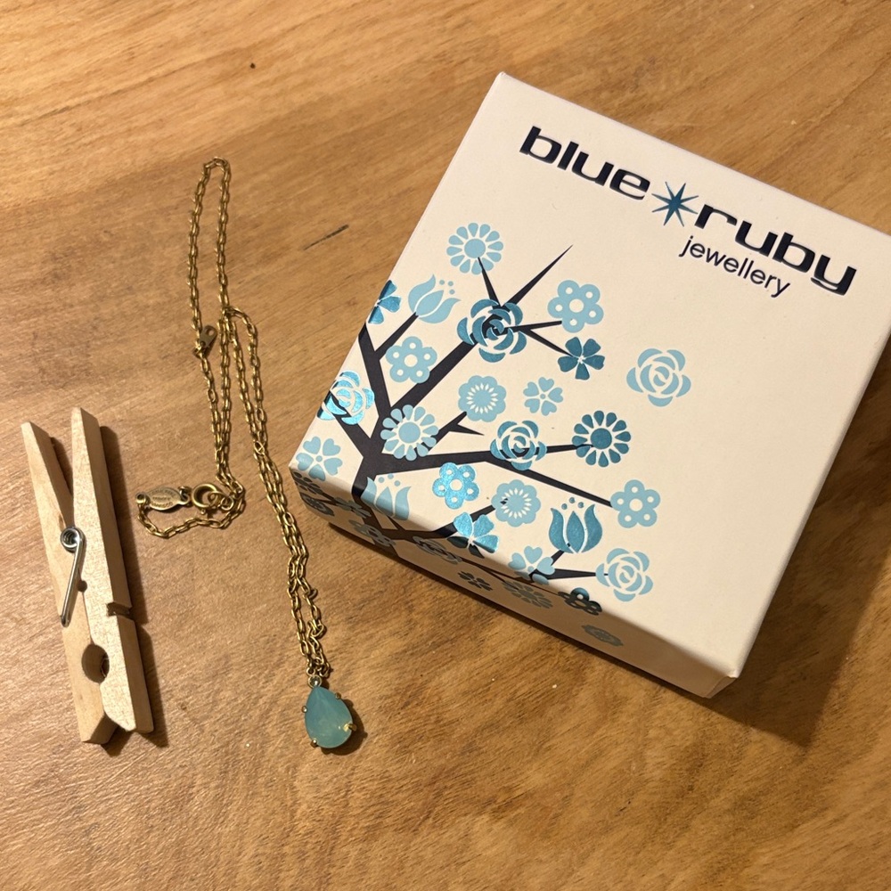 Catherine Popesco Gold Necklace with Blue Pendant